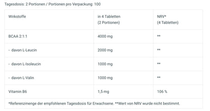 BioTechUSA BCAA+B6 - 100 Tabletten