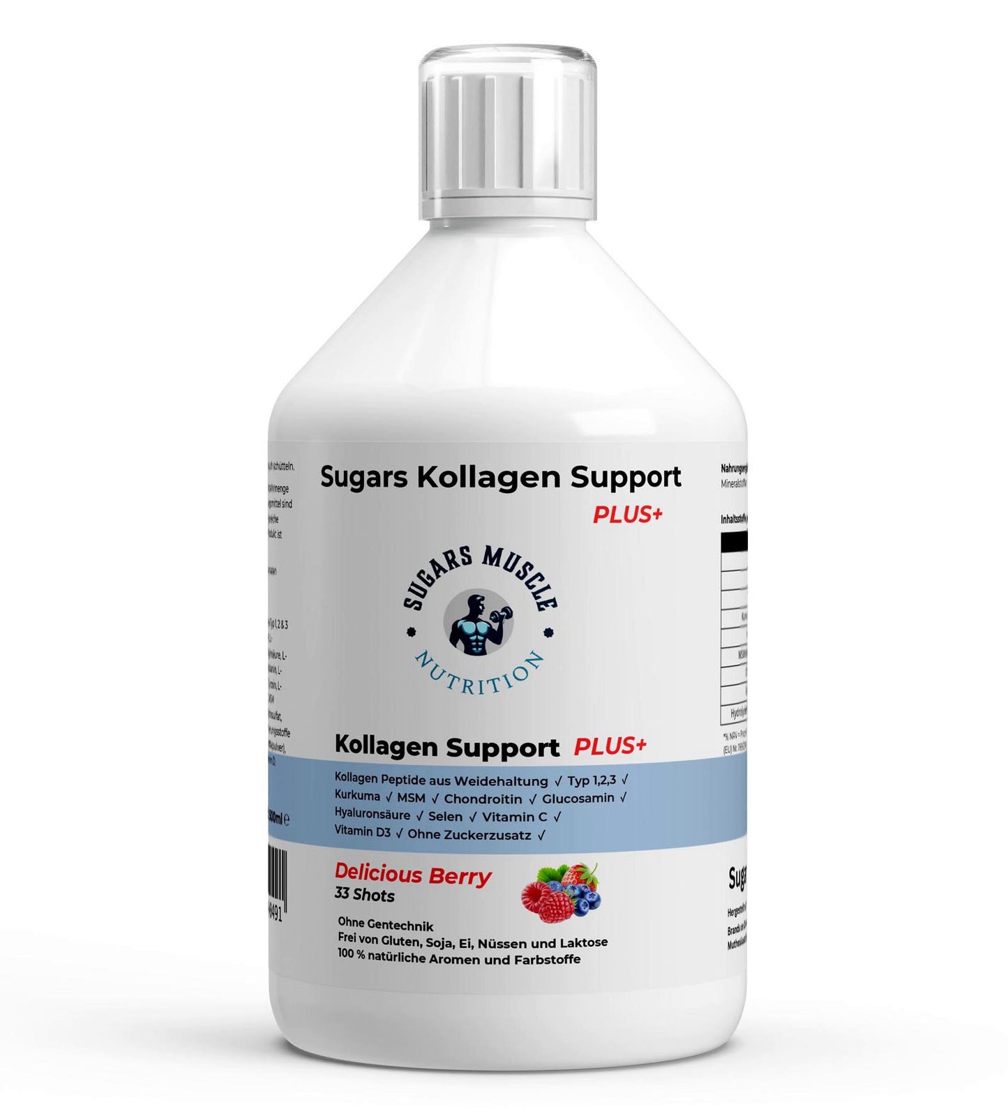 Kollagen Support PLUS+ Shots - Wild Berry , Sugars Muscle Nutrition - 500 ml